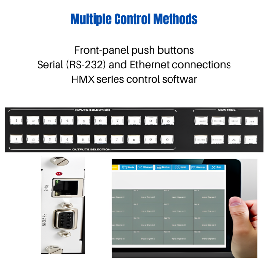 17 input and 17 output port Hybrid Modular Matrix Switcher: HS-MX1717