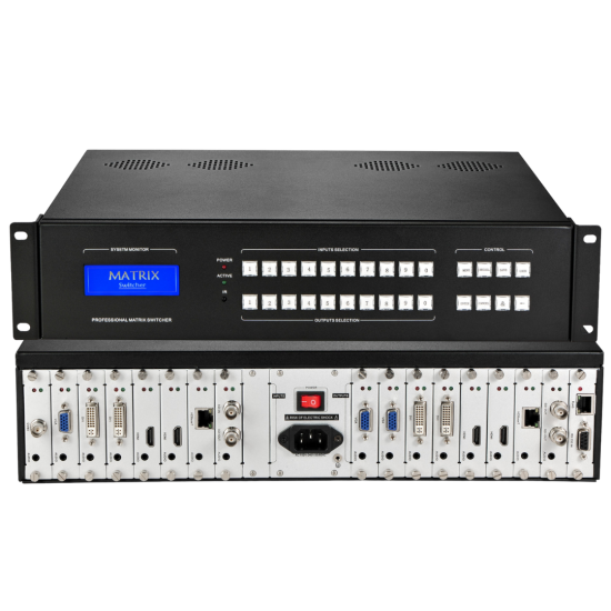 8 input and 8 output port Hybrid Modular Matrix Switcher: HS-MX0808