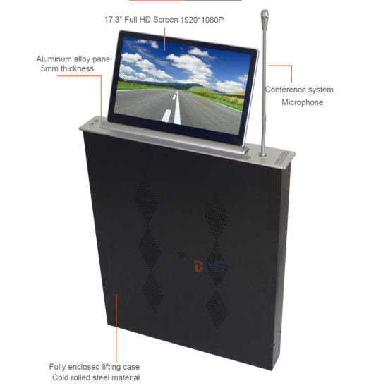Ultra Light Monitor Lift With Motorized MIC : HS-AML-M
