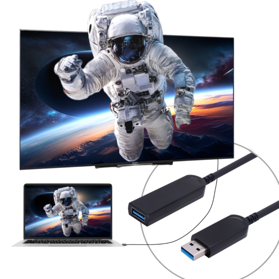 USB3 Male to Female AOC Cables: HS-USB3MF-AOC