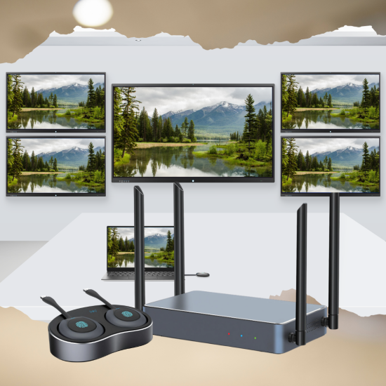 4K UHD Wireless Presentation system with max Nine input sources to the screen HS-WPS4K-9