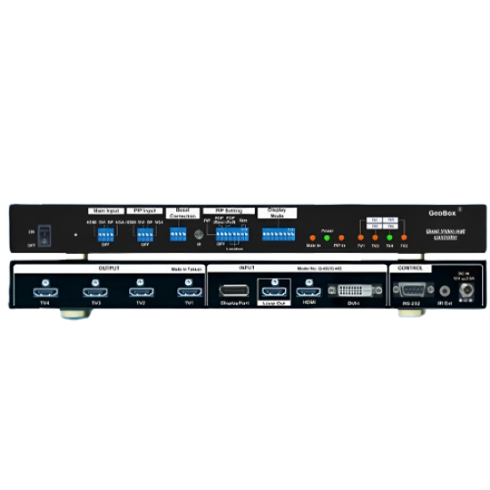 4K UHD Irregular / Creative / Asymmetric Video Wall Controller 3 UHD input with 4 FHD Output